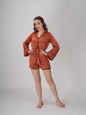 Women’s pajama shorts with full sleeves – Amber Ease Short Set