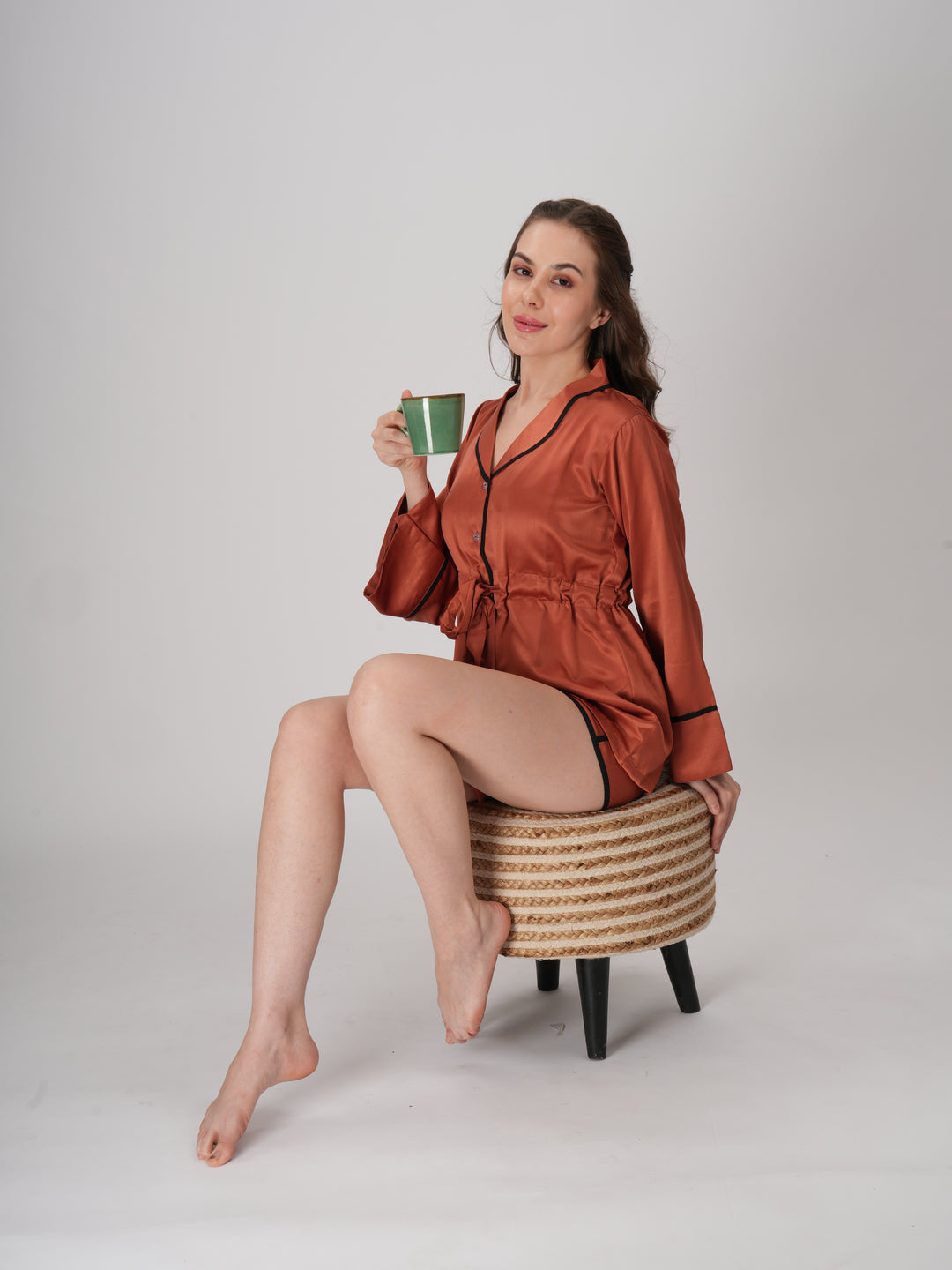 Women’s pajama shorts with full sleeves – Amber Ease Short Set